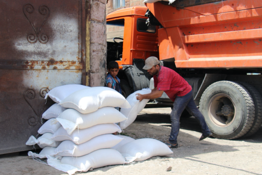 Khaltur Oseyan’s family receive animal feed